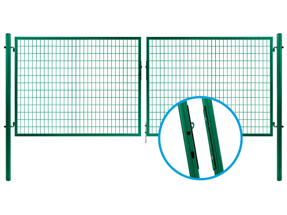 Brána SOLID dvoukřídlá, 3580x1200 mm, Zn+PVC, zelená PLOTY Sklad10 8595068406311