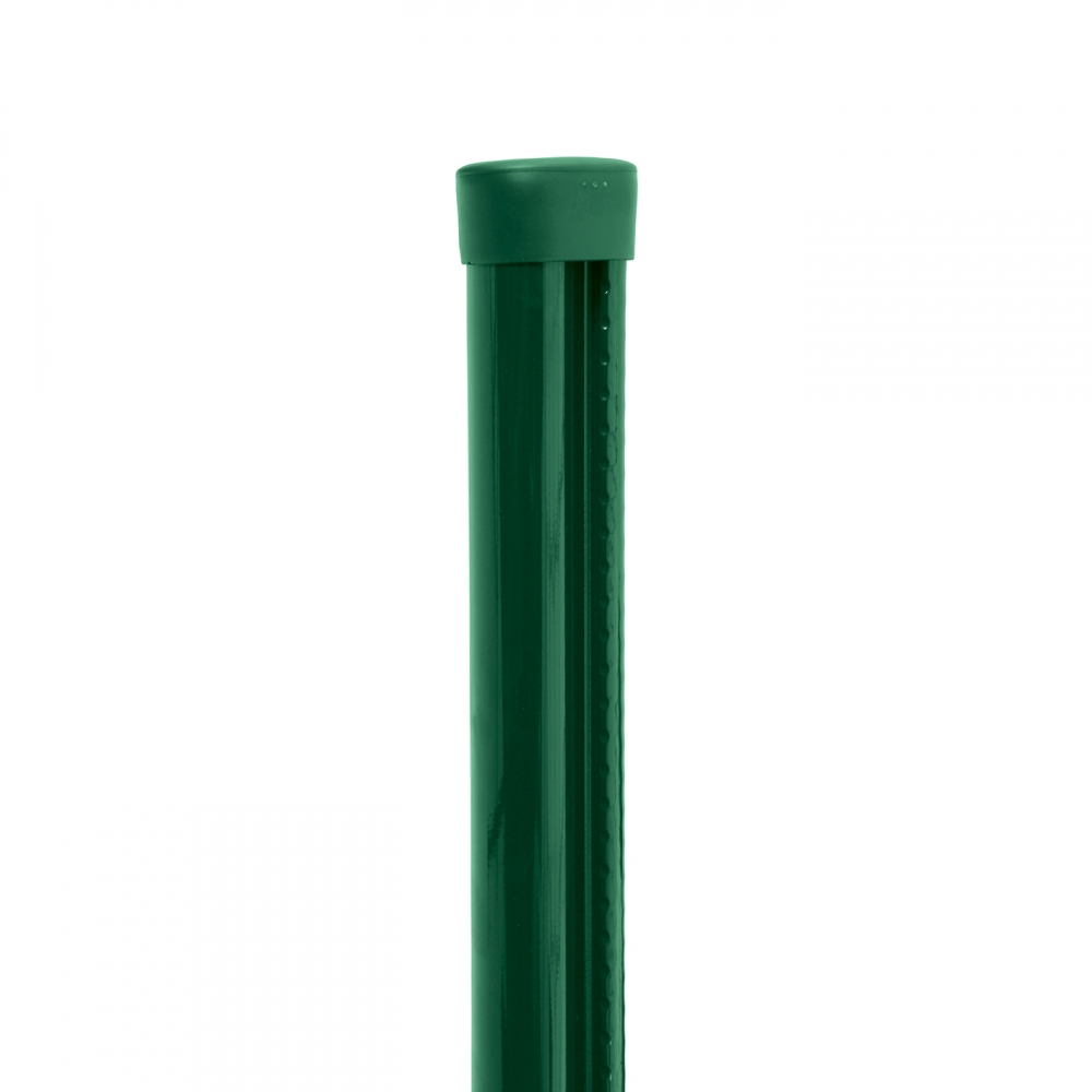 Sloupek kulatý PILCLIP Zn + PVC s montážní lištou 1700/48/1,5mm, zelená čepička, zelený PLOTY Sklad10 8595068448885