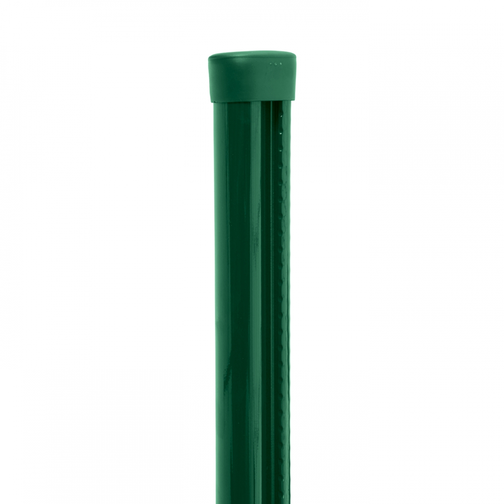 Sloupek kulatý PILCLIP Zn + PVC s montážní lištou 2500/60/1,5mm, zelená čepička, zelený PLOTY Sklad10 8595068454312